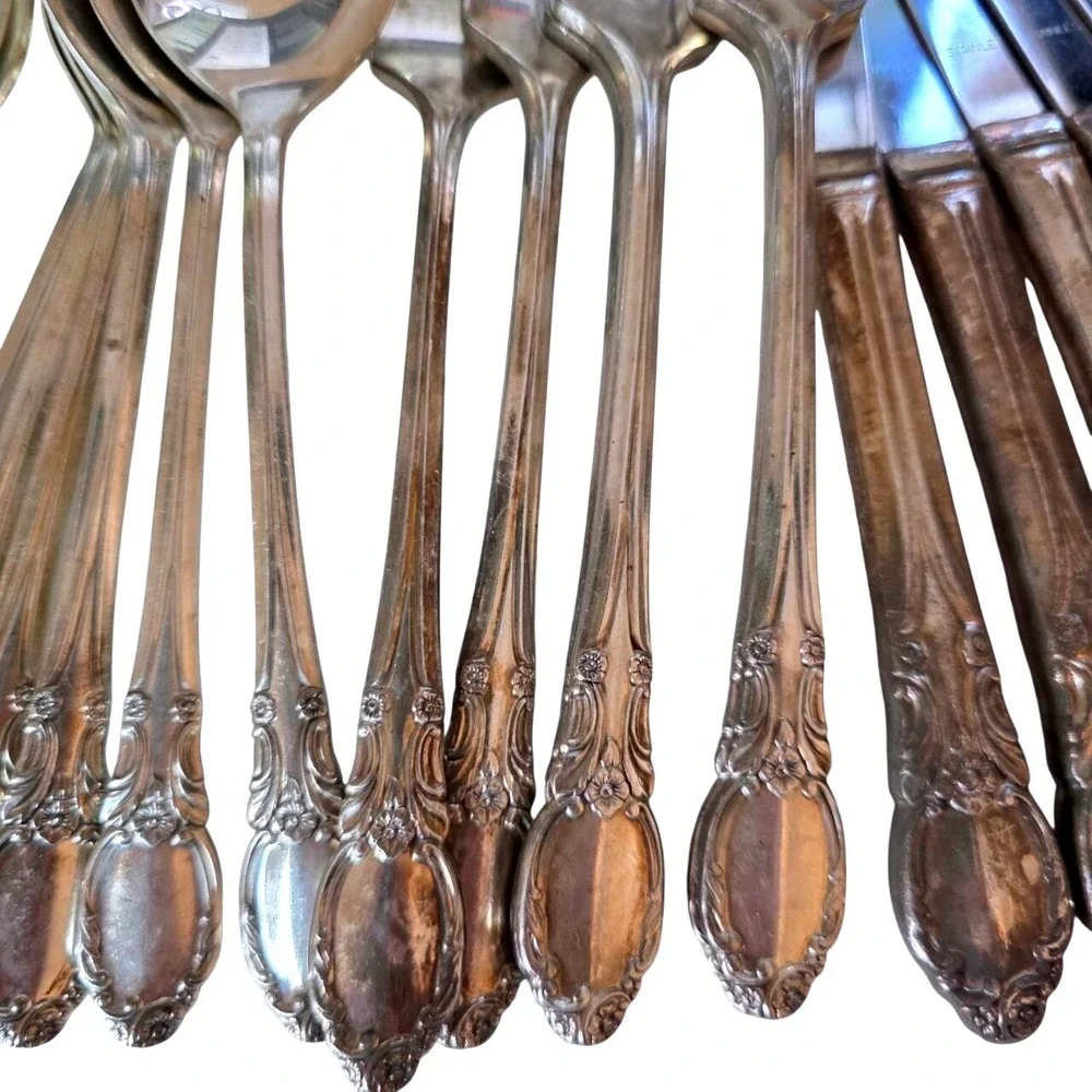 Vintage Oneida Wm A Rogers Valley Rose Silverplate Flatware Set 20 Pcs 1956